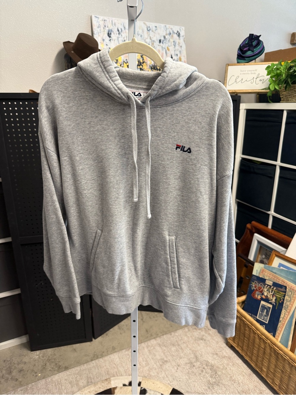 FILA Vintage Logo Gray Pullover Hoodie